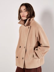 Apricot Brown Tailored Short Trench Jacket - Image 2 of 6