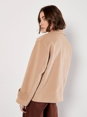 Apricot Brown Tailored Short Trench Jacket - Image 3 of 6