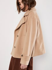 Apricot Brown Tailored Short Trench Jacket - Image 4 of 6