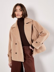 Apricot Brown Tailored Short Trench Jacket - Image 5 of 6