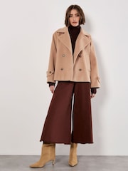 Apricot Brown Tailored Short Trench Jacket - Image 6 of 6
