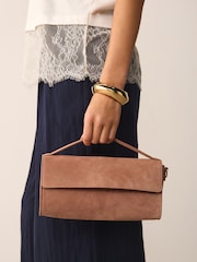 Peach Pink Leather Top Handle Bag - Image 3 of 9