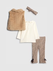 River Island Brown Baby Girl Leopard Print Gilet and Headband Set - Image 2 of 5