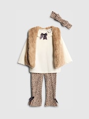 River Island Brown Baby Girl Leopard Print Gilet and Headband Set - Image 3 of 5