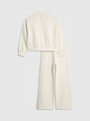 River Island Cream Girls Lace Collar Sweatshirt & Joggers Set - Image 2 of 5