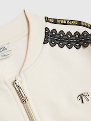 River Island Cream Girls Lace Collar Sweatshirt & Joggers Set - Image 4 of 5