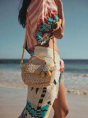 Natural Raffia Effect Lemon Charm Bag - Image 3 of 8