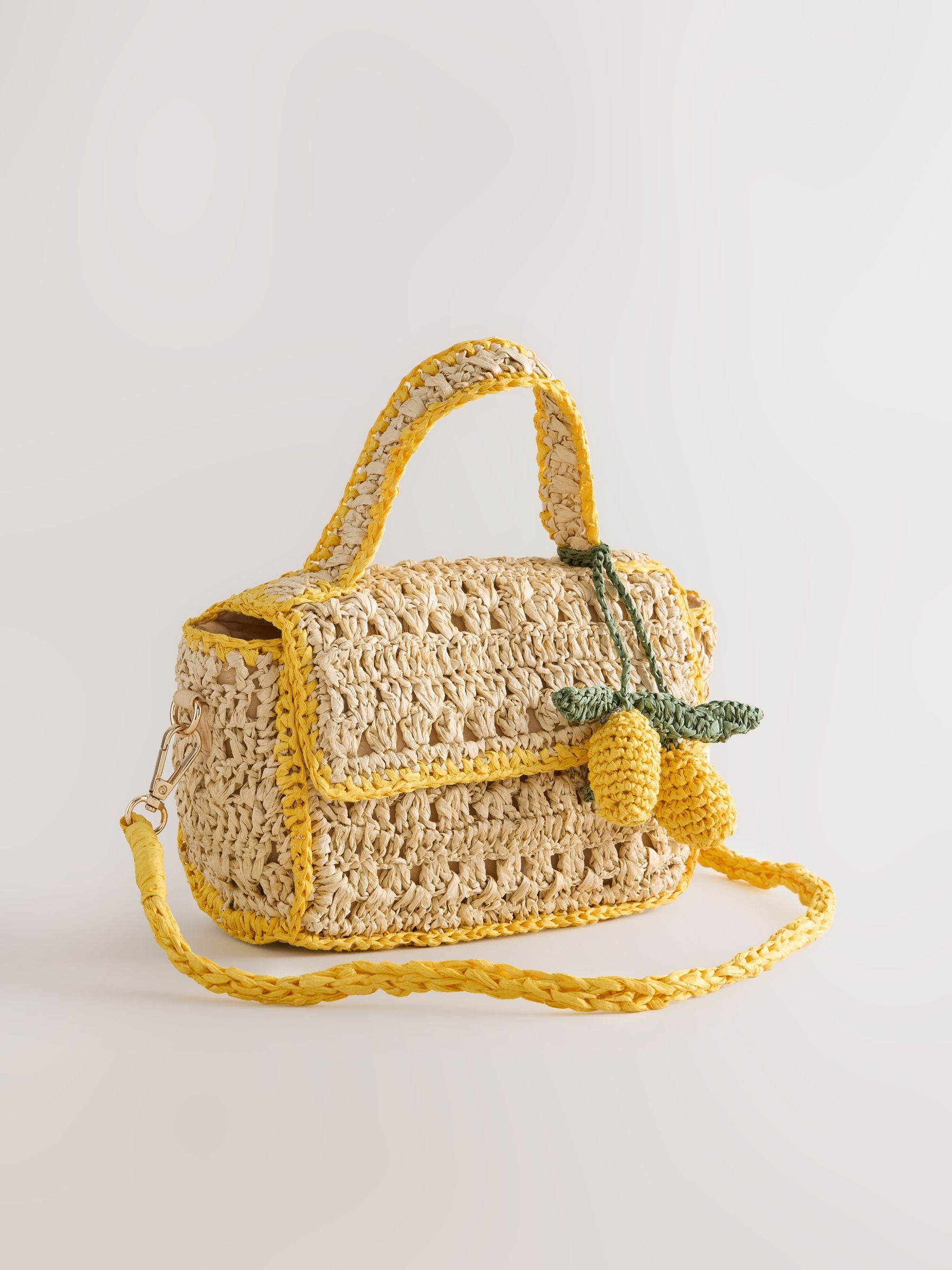 Buy Natural Raffia Effect Lemon Charm Bag from the Next UK online shop