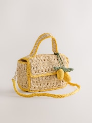Natural Raffia Effect Lemon Charm Bag - Image 4 of 8