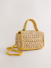 Natural Raffia Effect Lemon Charm Bag - Image 5 of 8