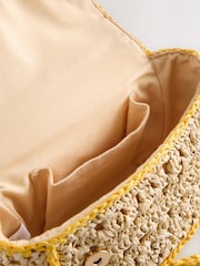 Natural Raffia Effect Lemon Charm Bag - Image 6 of 8
