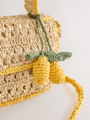 Natural Raffia Effect Lemon Charm Bag - Image 8 of 8