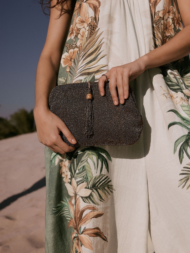 Gold Embellished Snap Clutch Bag - Image 1 of 5