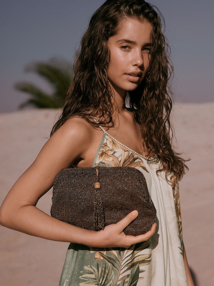 Gold Embellished Snap Clutch Bag - Image 2 of 5