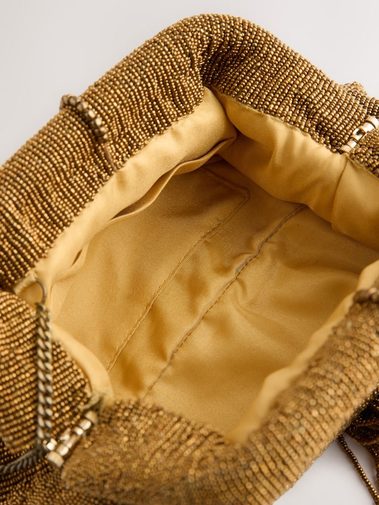 Gold Embellished Snap Clutch Bag - Image 5 of 5