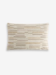 Natural 40 x 59cm Cut Velvet Textured Stripe Cushion - Image 4 of 5