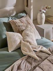 Natural 3D Faux Fur Bow Cushion - Image 1 of 4