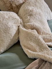 Natural 3D Faux Fur Bow Cushion - Image 2 of 4