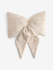 Natural 3D Faux Fur Bow Cushion - Image 3 of 4