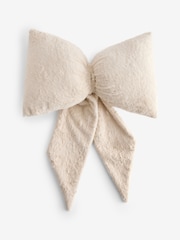 Natural 3D Faux Fur Bow Cushion - Image 4 of 4