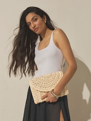 Natural Raffia Effect Clutch Bag - Image 1 of 8