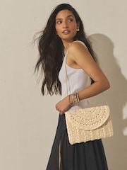 Natural Raffia Effect Clutch Bag - Image 2 of 8