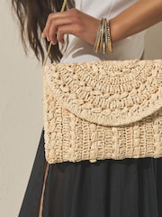 Natural Raffia Effect Clutch Bag - Image 3 of 8