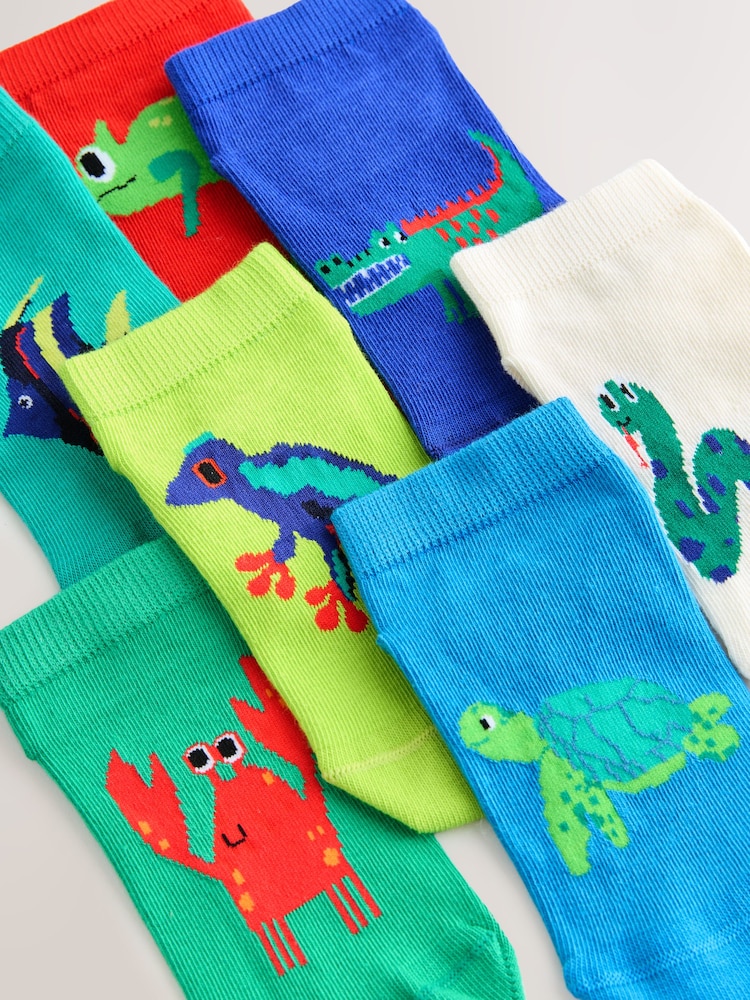 Bright Animals Cotton Rich Trainer Socks 7 Pack - Image 3 of 3