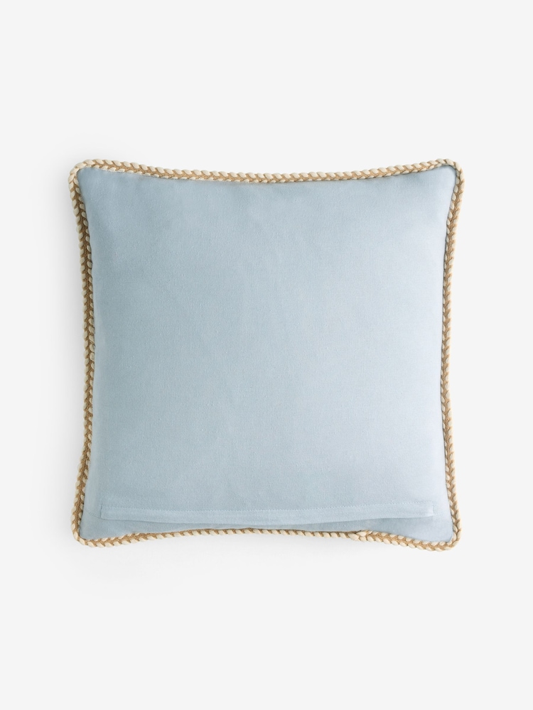 Blue 43 x 43cm Embroidered Coastal Palm Cushion - Image 3 of 3