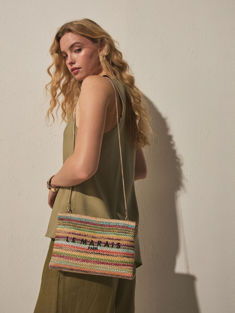 ពហុពណ៌ - Stripe Snap Clutch Bag - រូបភាព 2 នៃ 3 ពហុពណ៌ - Stripe Snap Clutch Bag - រូបភាព 2 នៃ 3