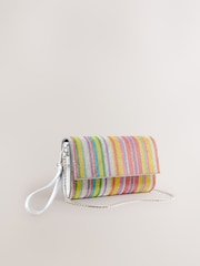 Rainbow Stripe Sparkle Clutch Bag - Image 1 of 5