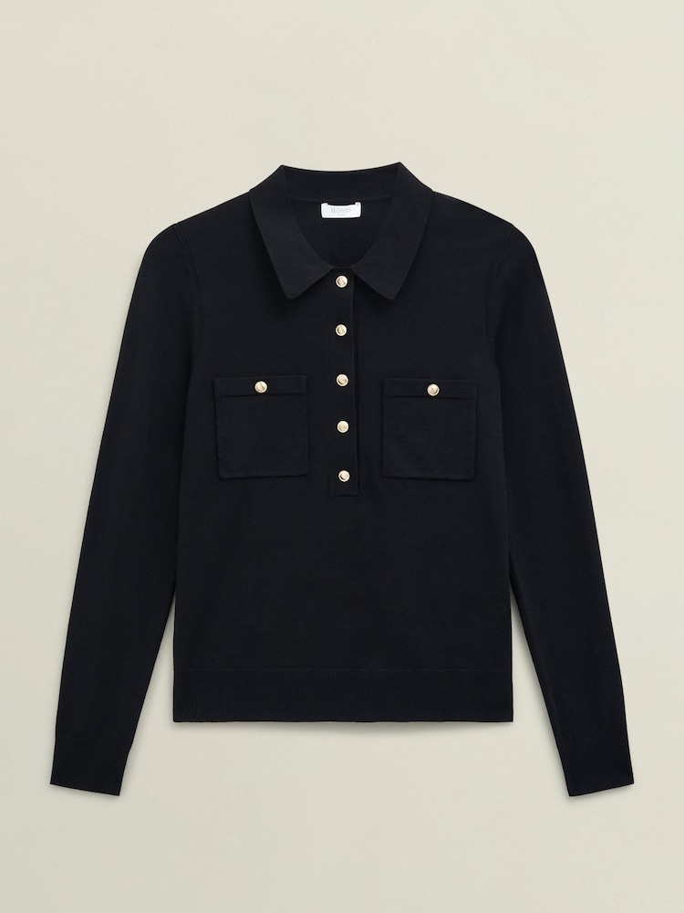 Hobbs Black Jessica Knitted Shirt - Image 4 of 4 Hobbs Black Jessica Knitted Shirt - Image 4 of 4