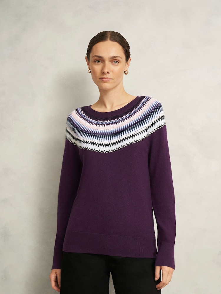 Hobbs Purple Greta Fairisle Jumper - Image 1 of 4 Hobbs Purple Greta Fairisle Jumper - Image 1 of 4
