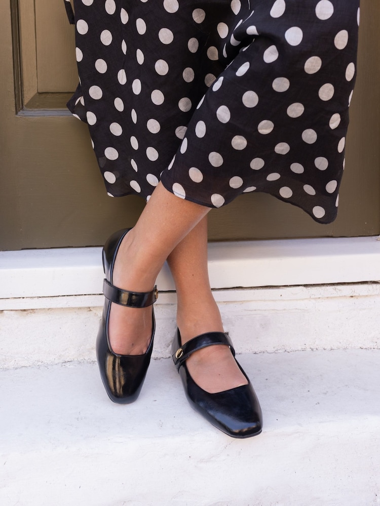 Novo Black Standard Fit CANDY Mary Jane Stud Flat Shoes - Image 1 of 6 Novo Black Standard Fit CANDY Mary Jane Stud Flat Shoes - Image 1 of 6