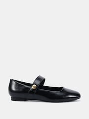 Novo Black Standard Fit CANDY Mary Jane Stud Flat Shoes - Image 2 of 6