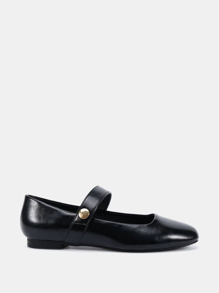 Novo Black Standard Fit CANDY Mary Jane Stud Flat Shoes - Image 2 of 6 Novo Black Standard Fit CANDY Mary Jane Stud Flat Shoes - Image 2 of 6