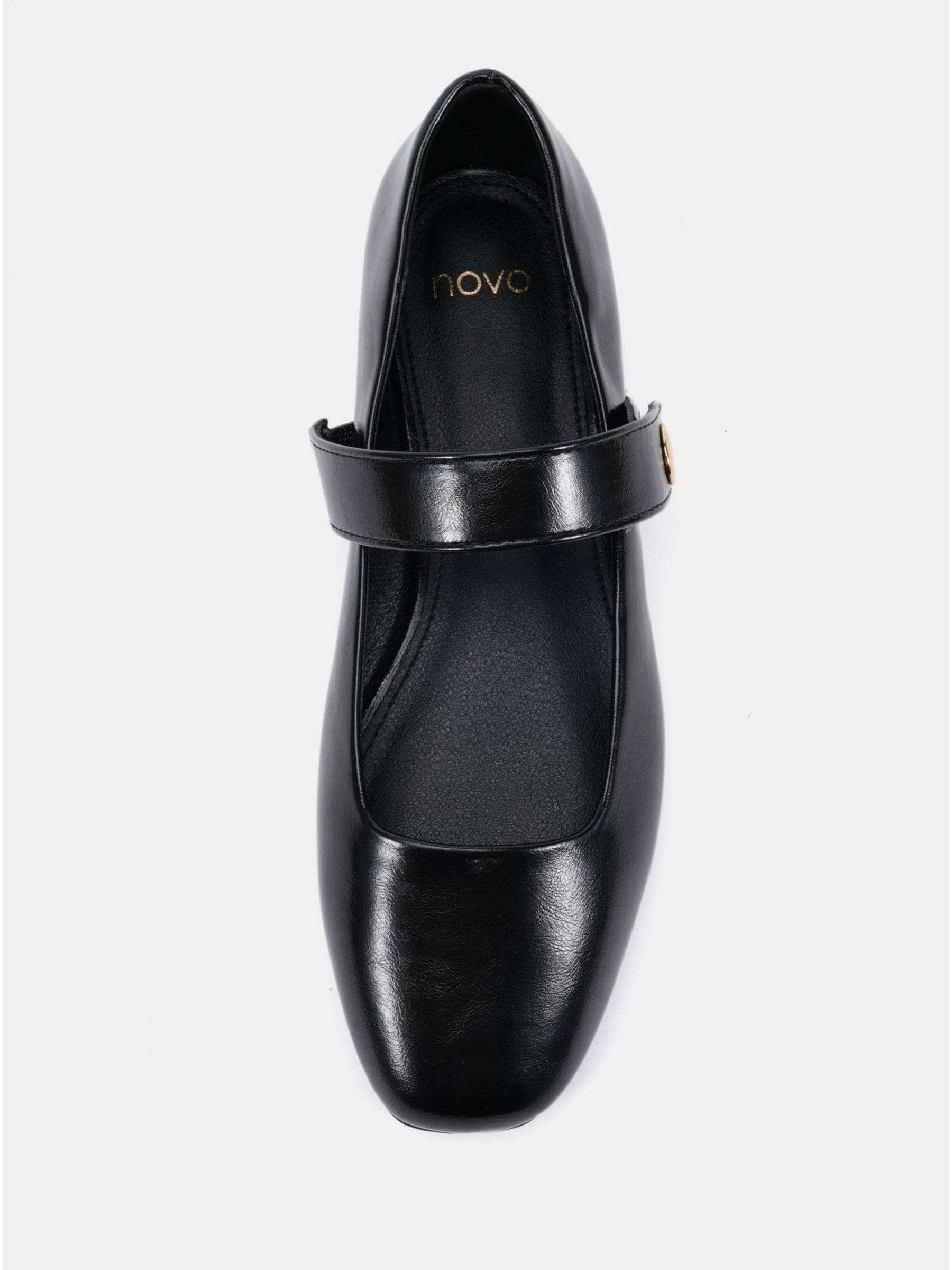 Buy Novo Black Standard Fit CANDY Mary Jane Stud Flat Shoes from