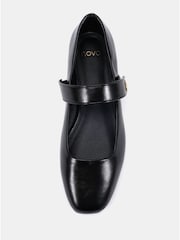 Novo Black Standard Fit CANDY Mary Jane Stud Flat Shoes - Image 5 of 6