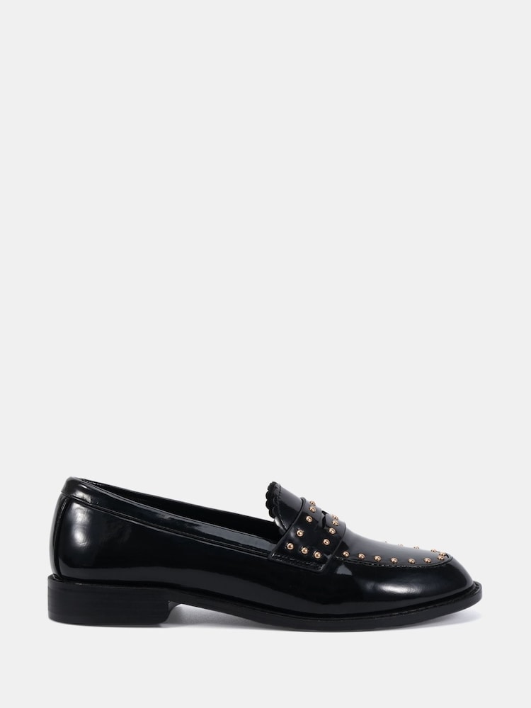 Novo Black Chrome CARMELLA Stud Detail Loafers - Image 2 of 6