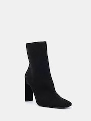 Preto - Novo Kira Slim High Block Heel Square Toe Ankle Boots - Imagem 3 de 6