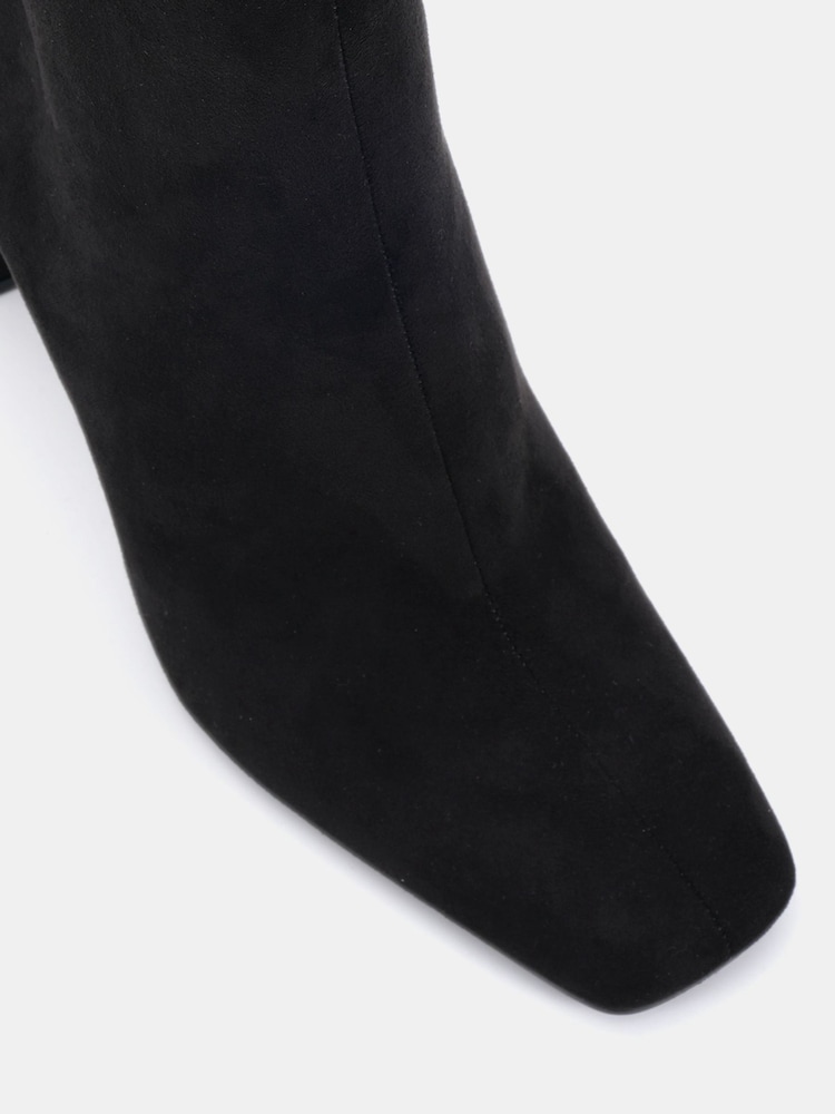 Preto - Novo Kira Slim High Block Heel Square Toe Ankle Boots - Imagem 6 de 6