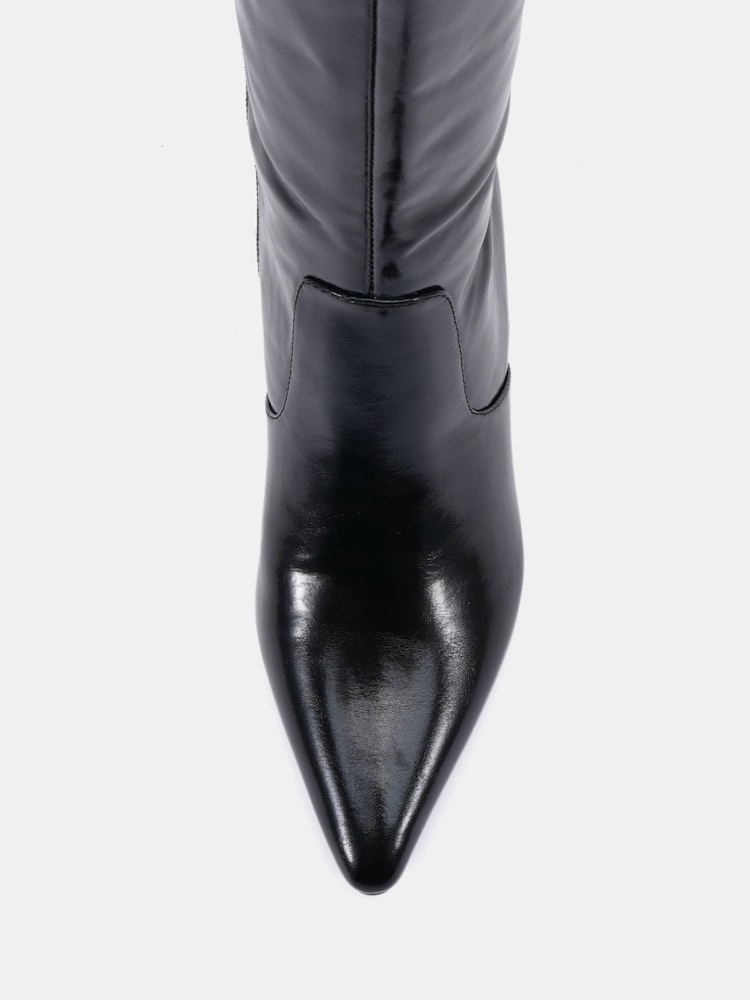 Novo Black Wide Fit Wide Fit Grateful Mid Stiletto Heel Point Knee Boots - Image 6 of 6 Novo Black Wide Fit Wide Fit Grateful Mid Stiletto Heel Point Knee Boots - Image 6 of 6