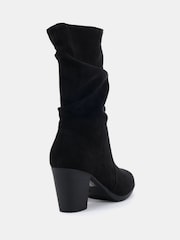 Novo Black Wide Fit Joany Block Heel Slouch Ruched Ankle Boots - Image 4 of 6