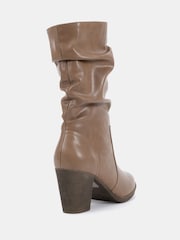 Novo Natural Standard Fit Joany Block Heel Slouch Ruched Ankle Boots - Image 4 of 6