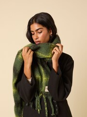 Nobodys Child Green Check Scarf - Image 2 of 5