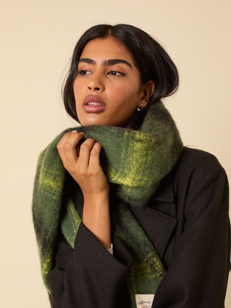 Nobodys Child Green Check Scarf - Image 5 of 5