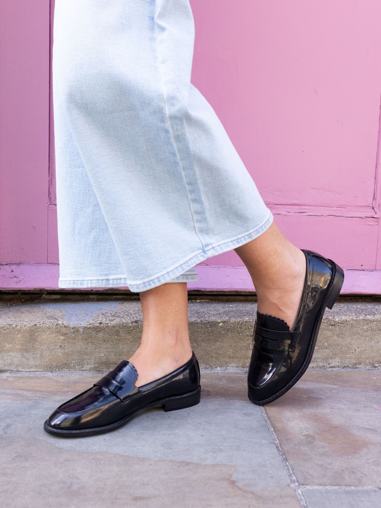 Novo Black Wide Fit Carmella Loafers - Image 1 of 6