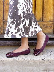 Novo Red Standard Fit CAPRICORN Soft Sqaure Toe Cap Bow Ballerinas - Image 1 of 6