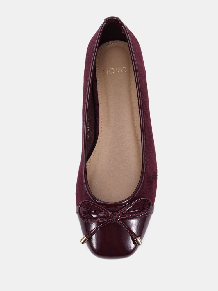 Novo Red Standard Fit CAPRICORN Soft Sqaure Toe Cap Bow Ballerinas - Image 6 of 6