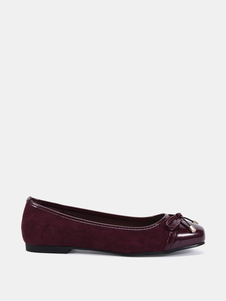 Novo Red Wide Fit CAPRICORN Soft Sqaure Toe Cap Bow Ballerinas - Image 2 of 6